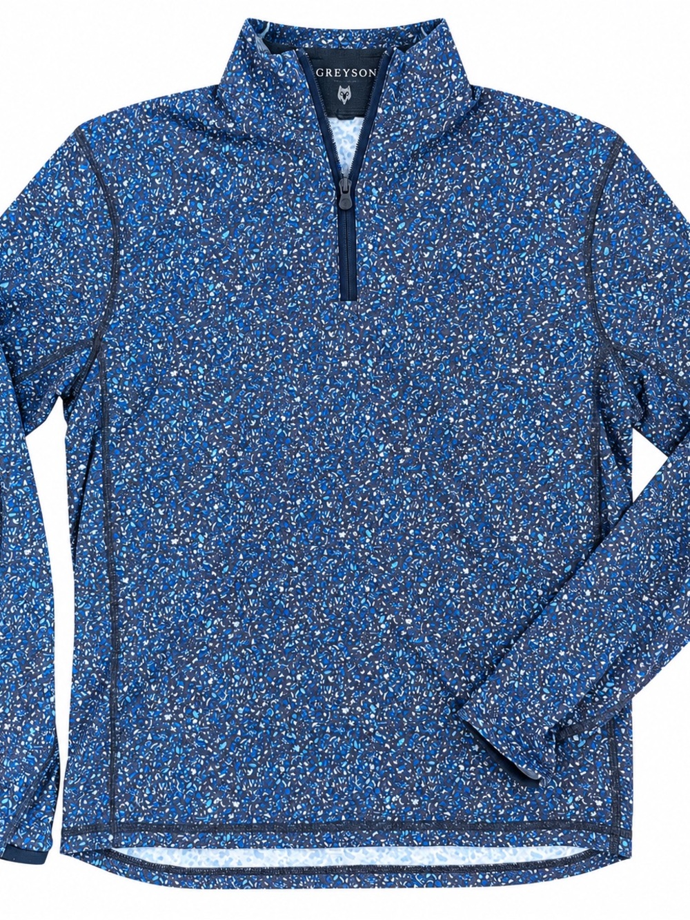 Greyson Golf Men’s Blue Speckled Print Performance Quarter Zip Pullover